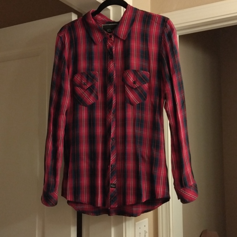 Rails Rayon Button Up Size M Red Plaid - image 1